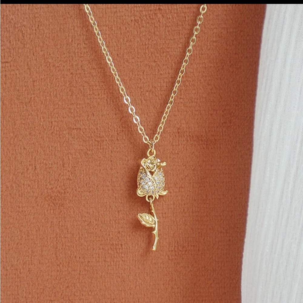 14k Gold Plated Rose Necklace